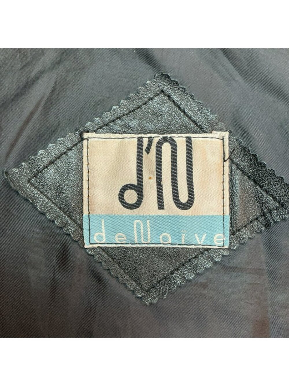 deNaive Leather Moto Bomber Jacket Womens Large Black Snap High Collar - Picture 11 of 14